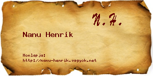 Nanu Henrik névjegykártya